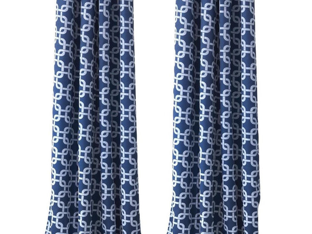 84” Navy Interlock Pattern Window Curtain Panel
