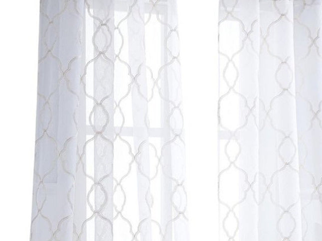 84” Charcoal Trellis Pattern Embroidered Window Curtain Panel