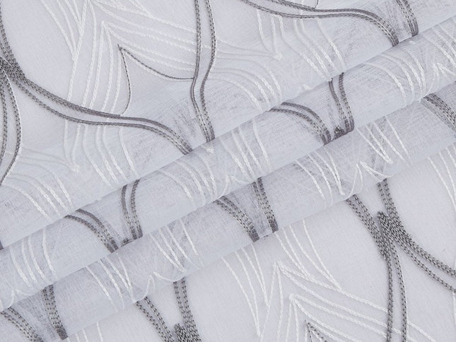 Set of Two 84"  White Wave Embroidered Window Panels