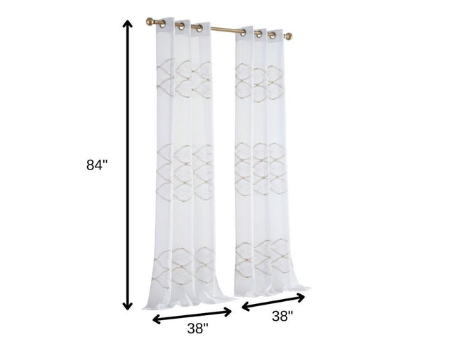 Set of Two 84"  Gold Wave Embroidered Window Panels