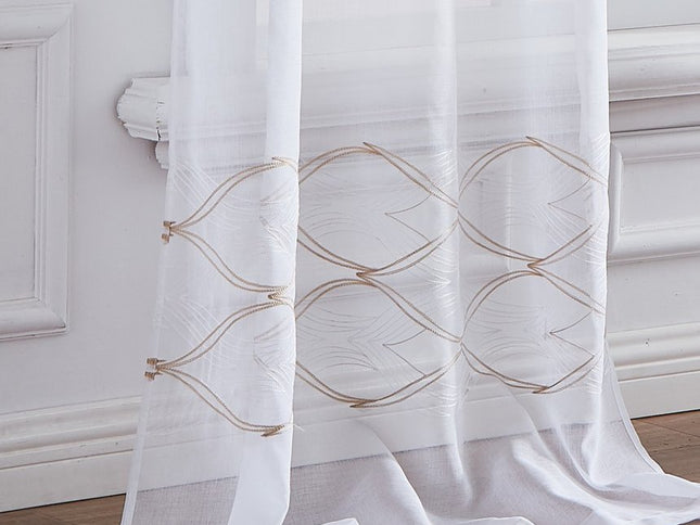 Set of Two 84"  Gold Wave Embroidered Window Panels