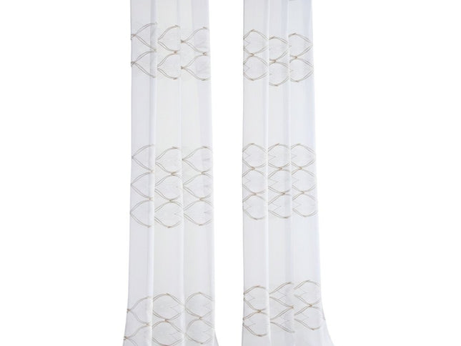 Set of Two 84"  Gold Wave Embroidered Window Panels