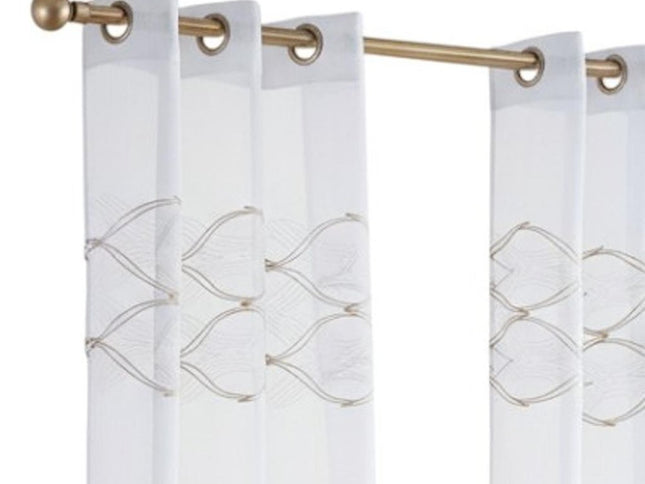 Set of Two 84"  Gold Wave Embroidered Window Panels