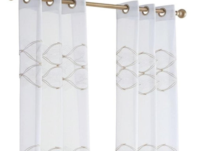Set of Two 84"  Gold Wave Embroidered Window Panels