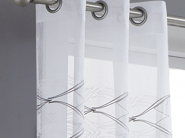 Set of Two 96"  White Wave Embroidered Window Panels