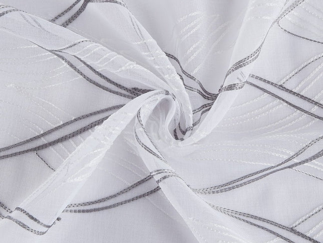 Set of Two 96"  White Wave Embroidered Window Panels