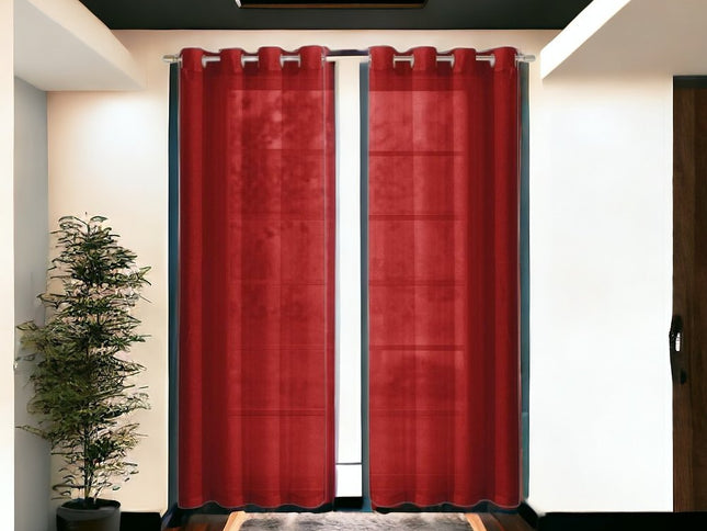Set of Two 84"  Red Solid Modern Window Panels