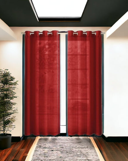 Set of Two 84"  Red Solid Modern Window Panels