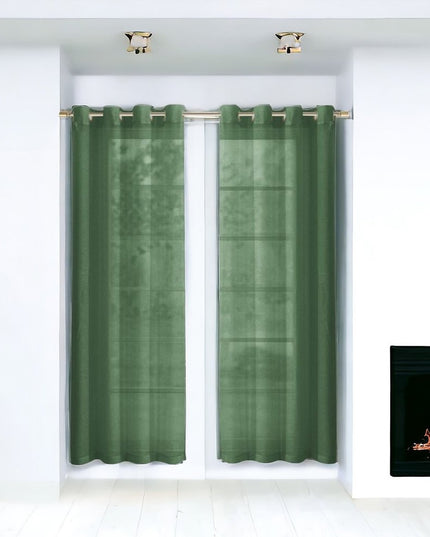 Set of Two 84"  Sage Solid Modern Window Panels