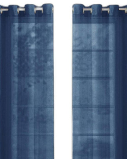 Set of Two 84"  Blue Solid Modern Window Panels