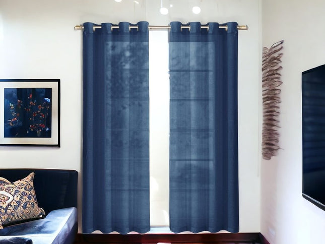 Set of Two 84"  Blue Solid Modern Window Panels