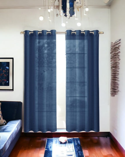 Set of Two 84"  Blue Solid Modern Window Panels