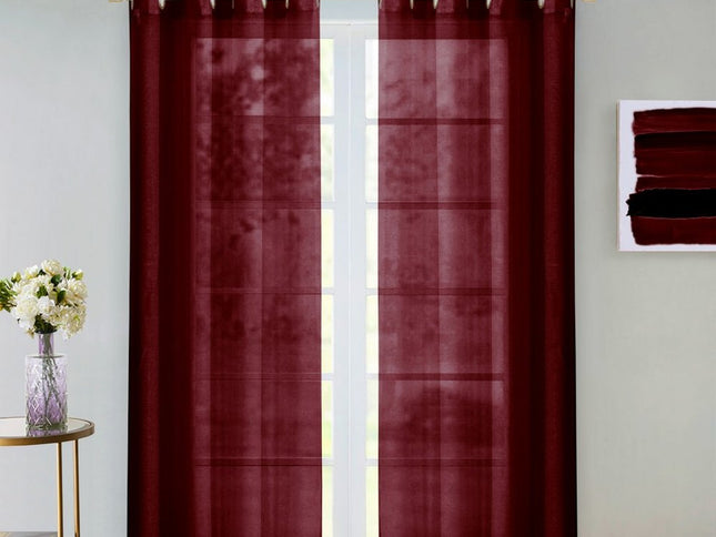 Set of Two 84"  Burgundy Solid Modern Window Panels
