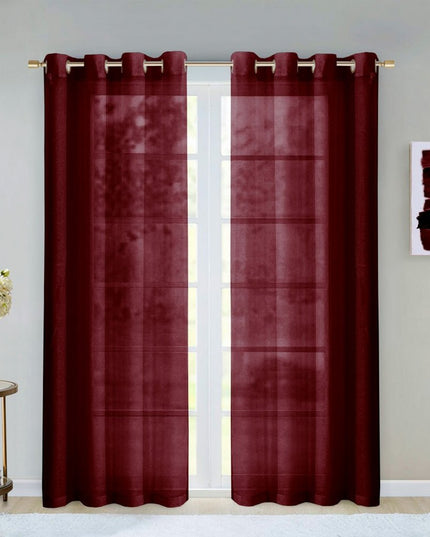 Set of Two 84"  Burgundy Solid Modern Window Panels