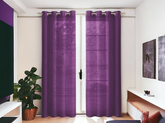 Set of Two 84"  Purple Solid Modern Window Panels