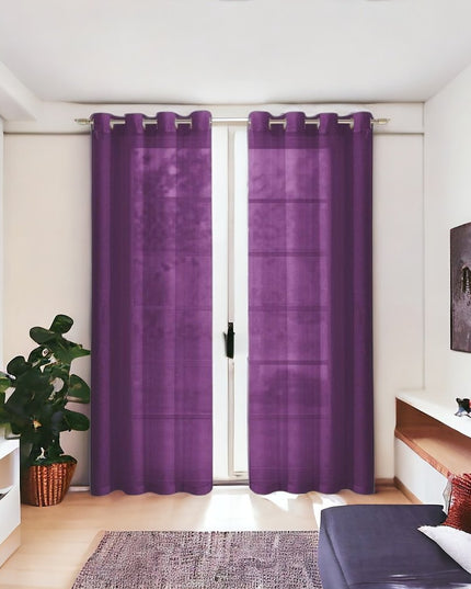 Set of Two 84"  Purple Solid Modern Window Panels