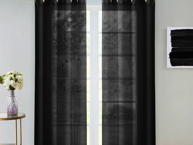 Set of Two 84"  Black Solid Modern Window Panels