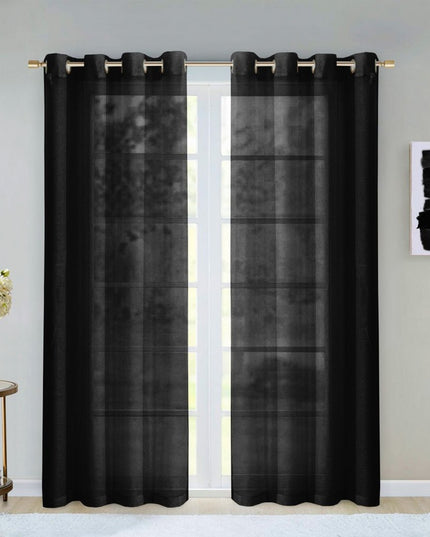 Set of Two 84"  Black Solid Modern Window Panels