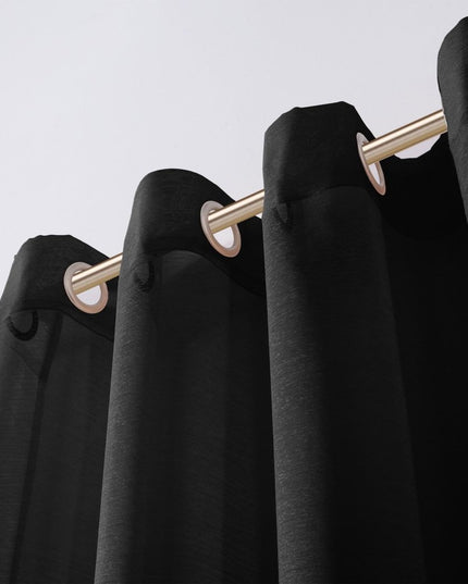 Set of Two 84"  Black Solid Modern Window Panels