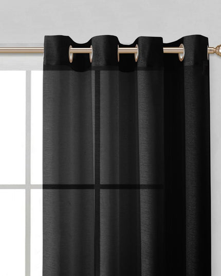 Set of Two 84"  Black Solid Modern Window Panels