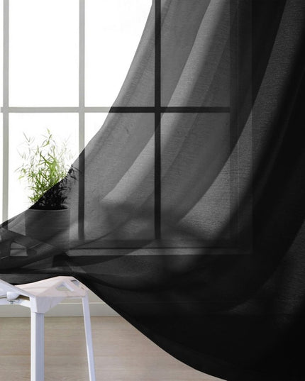 Set of Two 84"  Black Solid Modern Window Panels