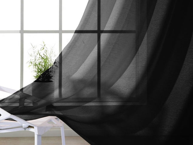 Set of Two 84"  Black Solid Modern Window Panels