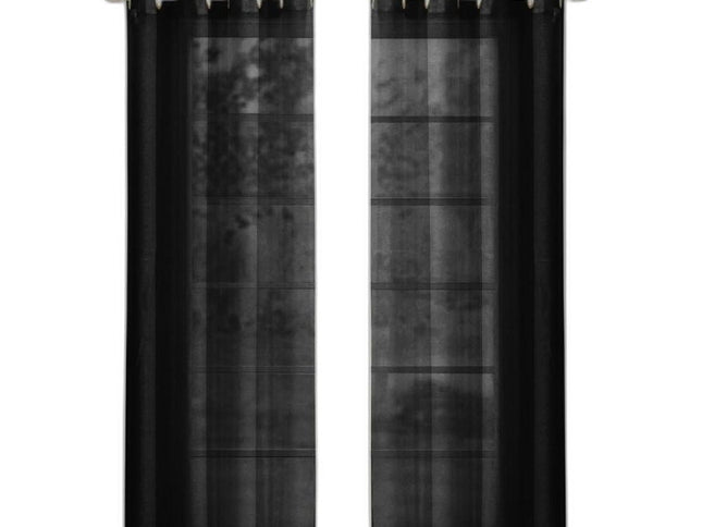 Set of Two 84"  Black Solid Modern Window Panels