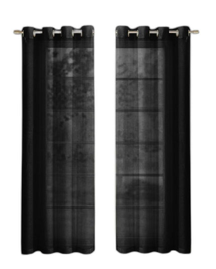 Set of Two 84"  Black Solid Modern Window Panels
