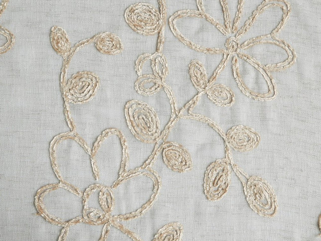 Set of Two 84"  Tan Floral Embroidered Window Panels