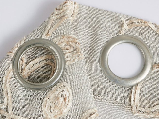 Set of Two 84"  Tan Floral Embroidered Window Panels