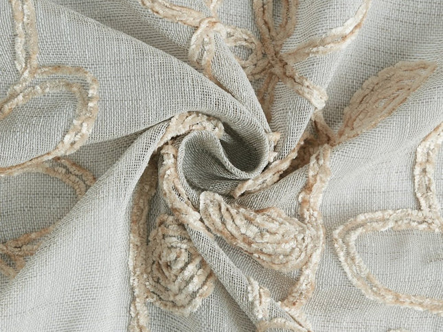 Set of Two 84"  Tan Floral Embroidered Window Panels