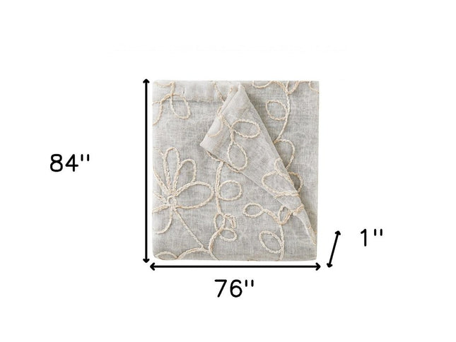 Set of Two 84"  Tan Floral Embroidered Window Panels