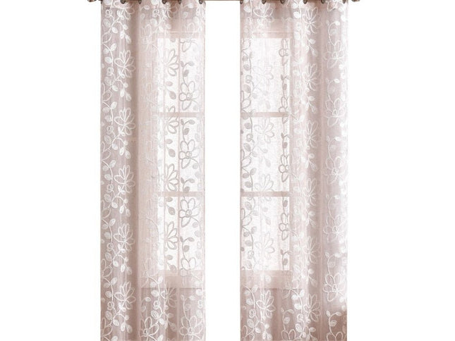 Set of Two 84"  Blush Floral Embroidered Window Panels
