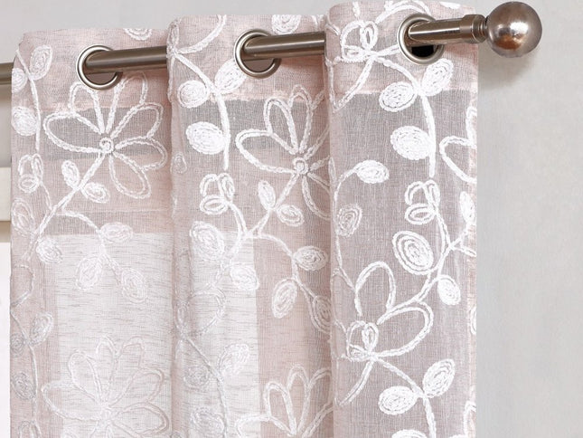 Set of Two 84"  Blush Floral Embroidered Window Panels