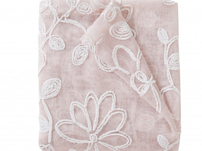 Set of Two 84"  Blush Floral Embroidered Window Panels