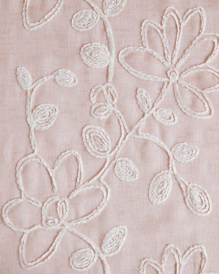 Set of Two 84"  Blush Floral Embroidered Window Panels