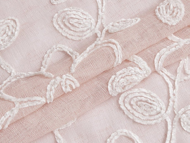 Set of Two 84"  Blush Floral Embroidered Window Panels