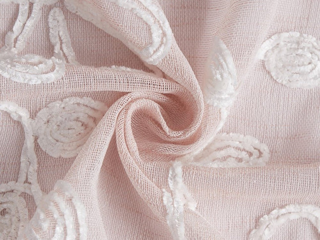 Set of Two 84"  Blush Floral Embroidered Window Panels