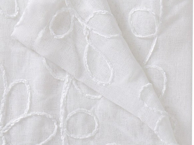 Set of Two 84"  White Floral Embroidered Window Panels