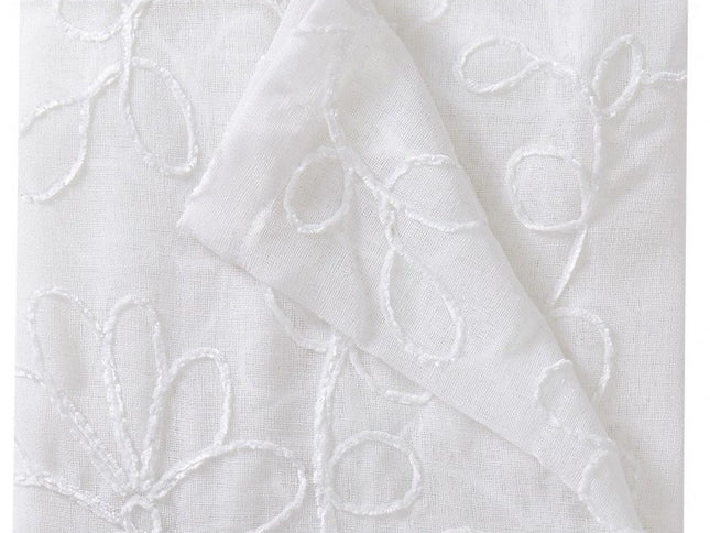 Set of Two 84"  White Floral Embroidered Window Panels