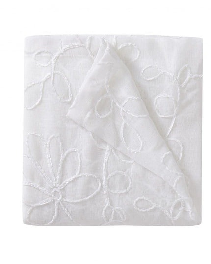 Set of Two 84"  White Floral Embroidered Window Panels