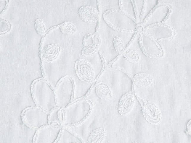 Set of Two 84"  White Floral Embroidered Window Panels