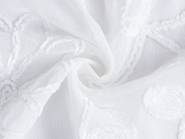 Set of Two 84"  White Floral Embroidered Window Panels