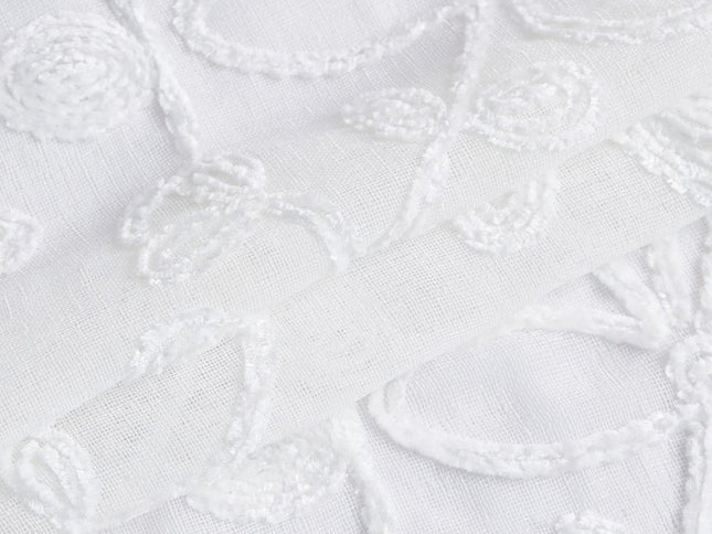 Set of Two 84"  White Floral Embroidered Window Panels