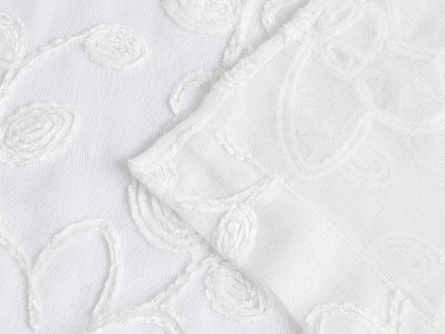 Set of Two 84"  White Floral Embroidered Window Panels