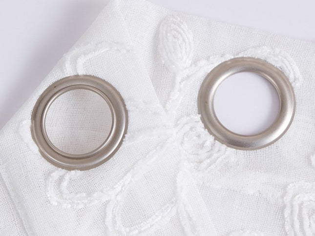 Set of Two 84"  White Floral Embroidered Window Panels