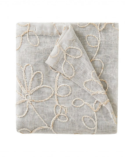 Set of Two 96"  Tan Floral Embroidered Window Panels