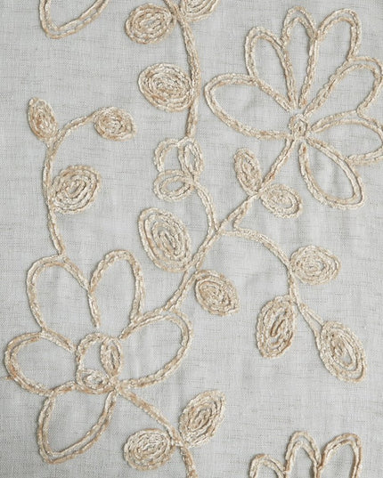 Set of Two 96"  Tan Floral Embroidered Window Panels