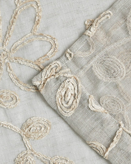 Set of Two 96"  Tan Floral Embroidered Window Panels