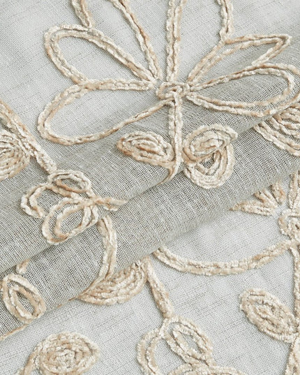 Set of Two 96"  Tan Floral Embroidered Window Panels